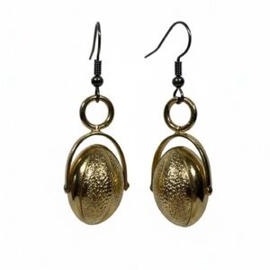 Vintage 1970s Style Textured Gold Sphere Spinner Earrings